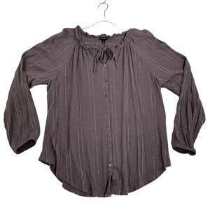 Torrid 2 Crinkle Gauze Lurex Peasant Blouse Top Shirt Purple Hippy Minimalistic